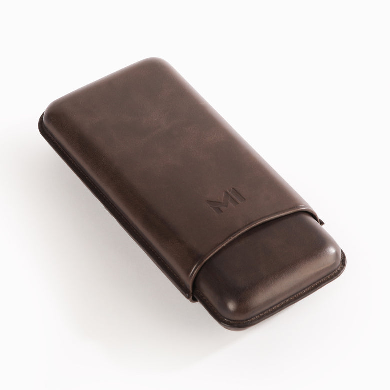 OXS Spanish Leather 3er Zigarrenetui - Chocolate