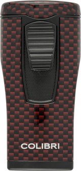 COLIBRI Zigarrenfeuerzeug Monaco II Carbondesign rot 3er-Jetflame