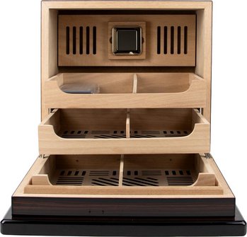 Humidor Ebony Finish Pianolack für ca. 75 Zigarren