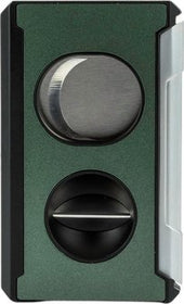 PASSATORE Zigarrenabschneider Kerb- und Flachschnitt grün-metallic + Rundcutter