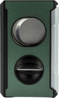 PASSATORE Zigarrenabschneider Kerb- und Flachschnitt grün-metallic + Rundcutter