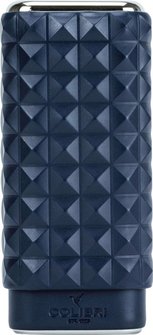 COLIBRI Quasar 3er Zigarrenetui marine/chrom innen Zedernholz