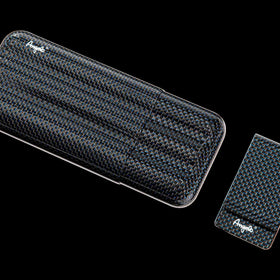 Angelo Zigarrenetui 3er Echt Carbon blau