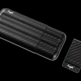 Angelo Zigarrenetui 3er Echt Carbon schwarz matt