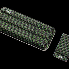 Angelo Zigarrenetui 3er Echt Carbon grün