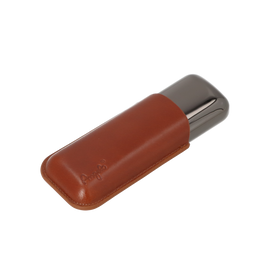 Angelo 2er-Zigarrenetui Leder braun, Metall anthrazit