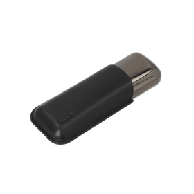 Angelo 2er-Zigarrenetui Leder schwarz, Metall anthrazit