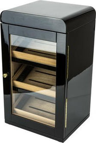 Humidor-Schrank schwarz glänzend mit Glastüre