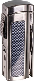 PASSATORE Tischfeuerzeug Carbon Finish/gun inkl. Schere und Rundcutter