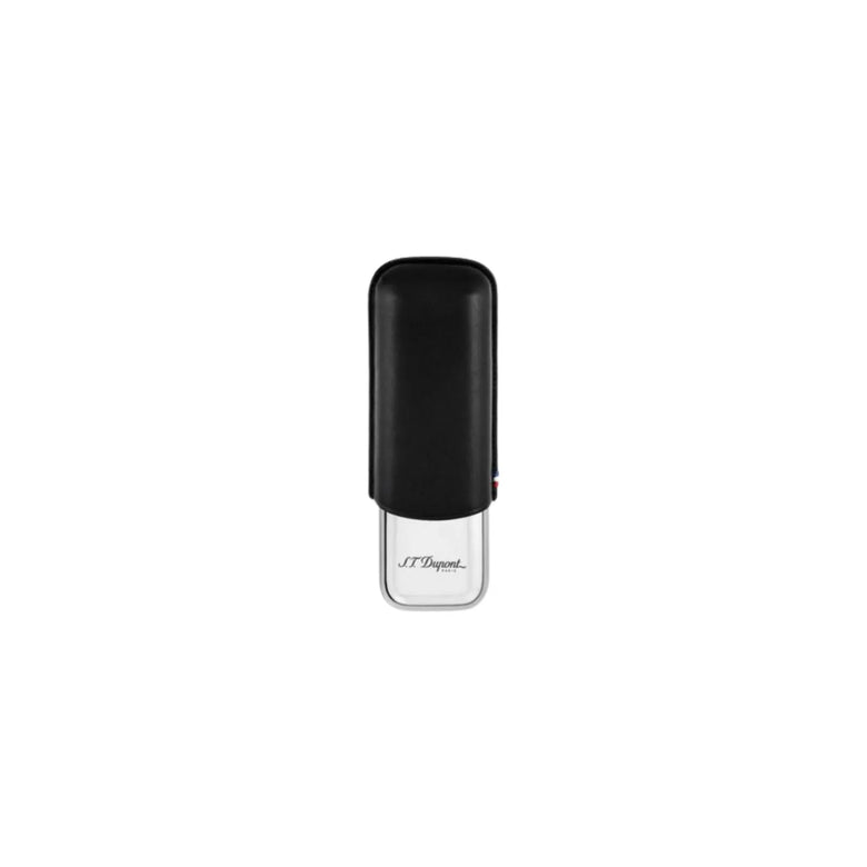 S. T. Dupont Zigarrenetui Leder-Metall 2er - Schwarz/chrom